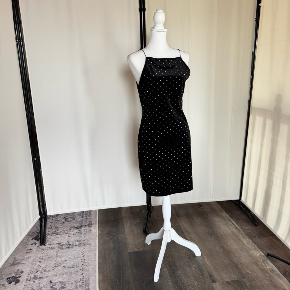 H&M Black Mini Dress with White Dots